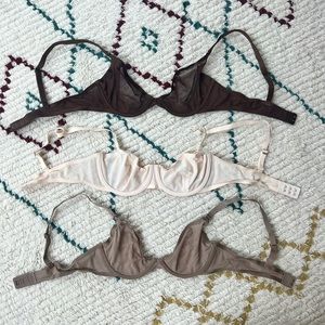 Women’s Cuup Bras - Set of 3 - 34B - cream, tan and brown